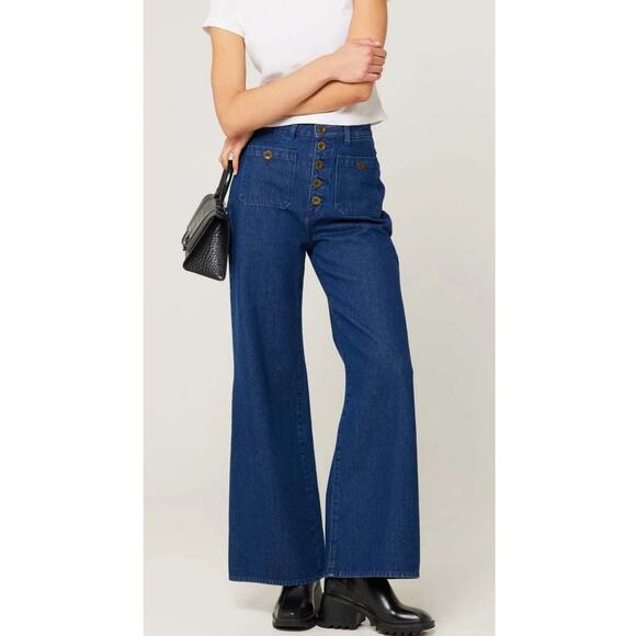 Rolla's Studio Flare Lou Dark Wash Denim Jeans Wide Leg Size 29 - Picture 1 of 11
